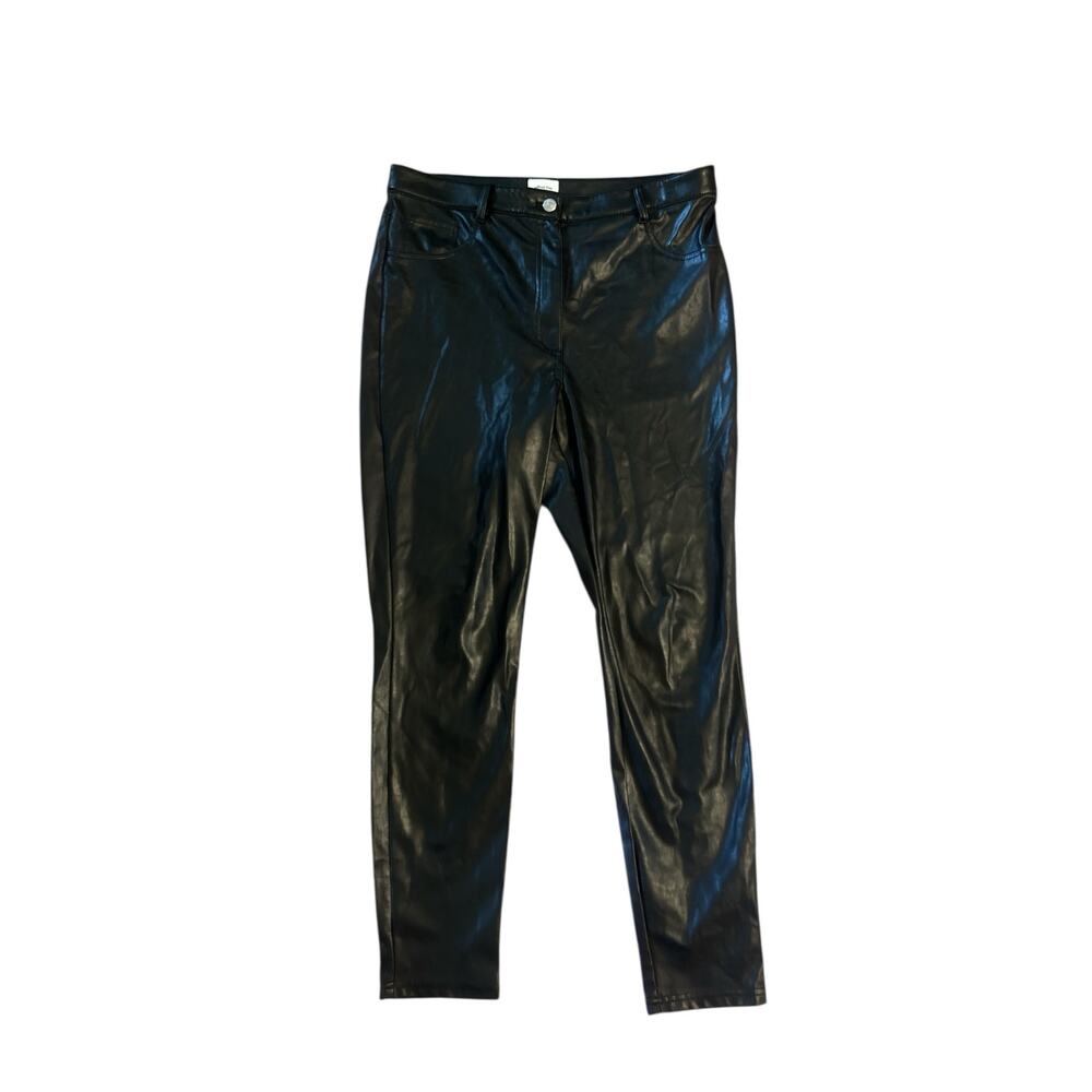 Women 12 Aritzia Wilfred Free Black Faux Leather Charm Pants Leggings High Waist